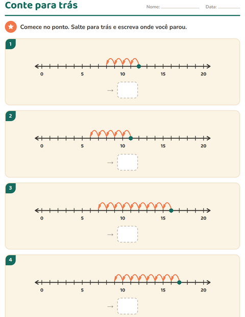Pré-visualização da ficha de Reta numérica para 1º ano do ensino fundamental