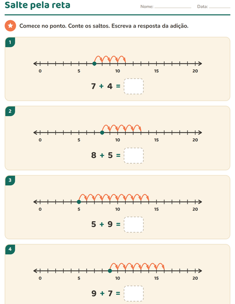 Pré-visualização da ficha de Reta numérica para 1º ano do ensino fundamental