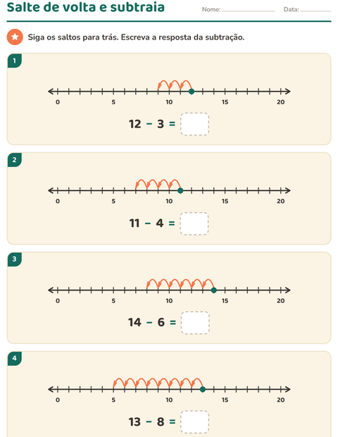 Pré-visualização da ficha de Reta numérica para 1º ano do ensino fundamental