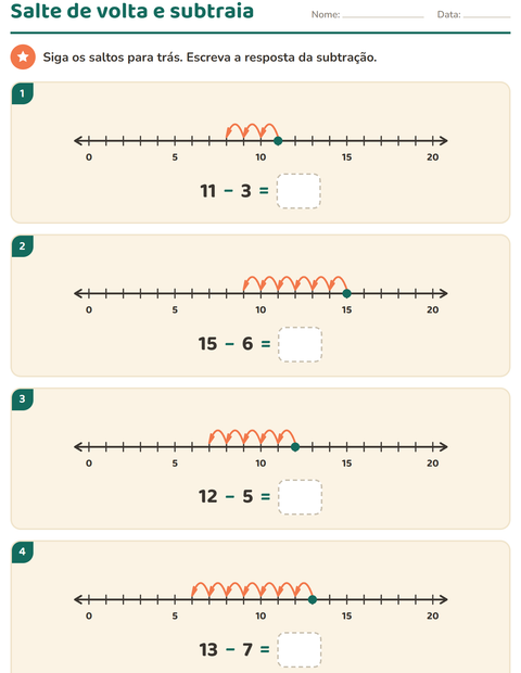 Pré-visualização da ficha de Reta numérica para 1º ano do ensino fundamental