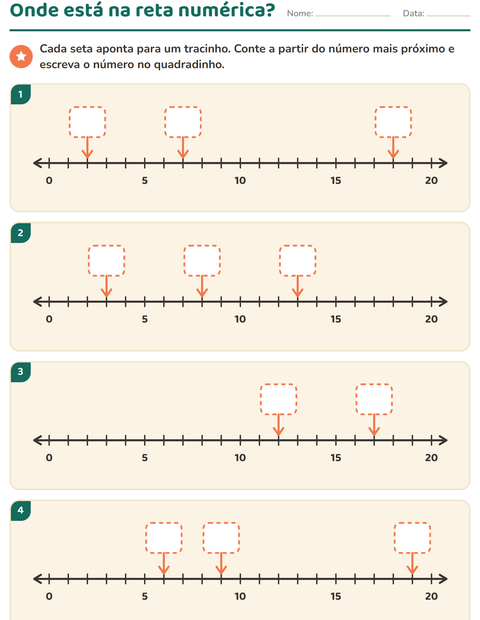 Pré-visualização da ficha de Reta numérica para 1º ano do ensino fundamental