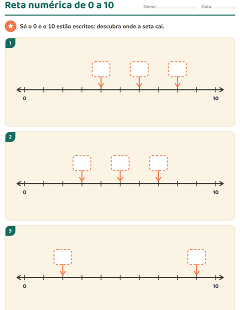 Pré-visualização da ficha de Reta numérica para 1º ano do ensino fundamental