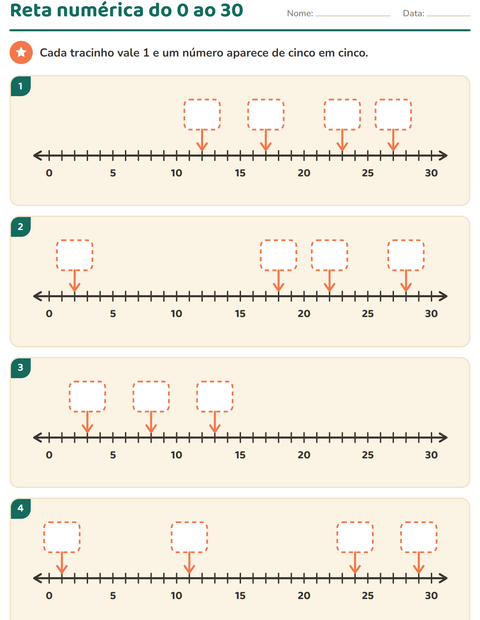 Pré-visualização da ficha de Reta numérica para 1º ano do ensino fundamental
