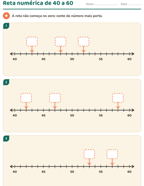 Pré-visualização da ficha de Reta numérica para 2º ano do ensino fundamental