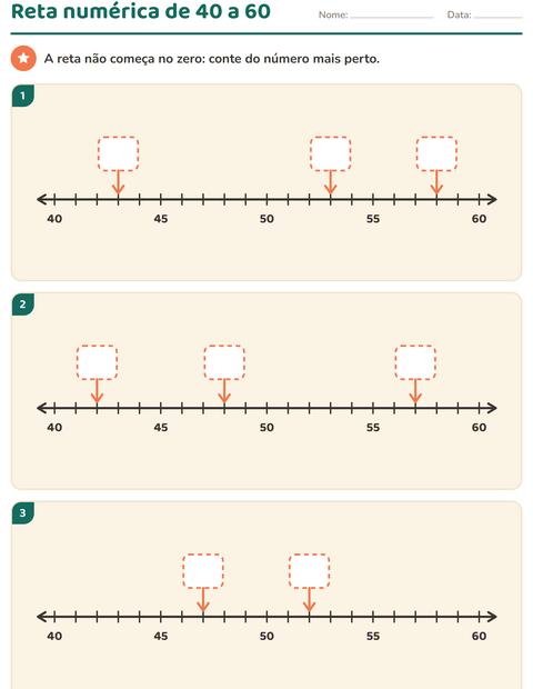 Pré-visualização da ficha de Reta numérica para 2º ano do ensino fundamental