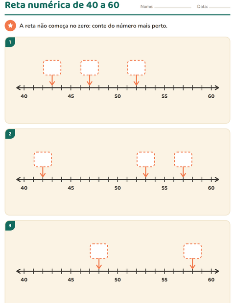 Pré-visualização da ficha de Reta numérica para 2º ano do ensino fundamental