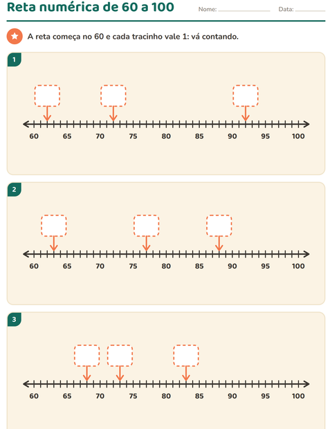 Pré-visualização da ficha de Reta numérica para 2º ano do ensino fundamental