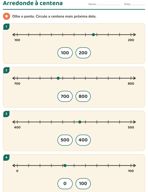 Pré-visualização da ficha de Reta numérica para 3º ano do ensino fundamental