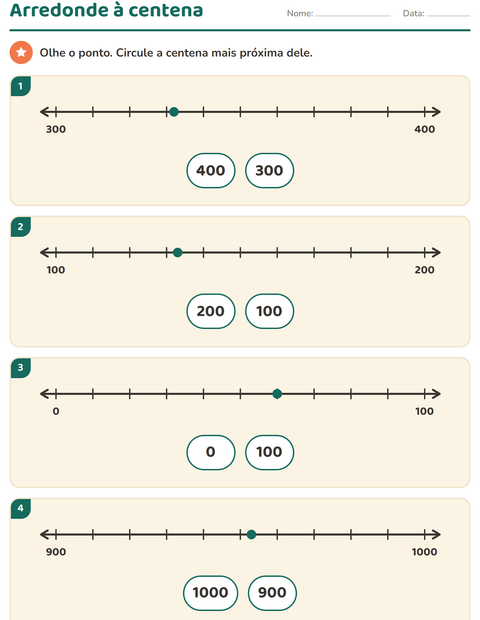 Pré-visualização da ficha de Reta numérica para 3º ano do ensino fundamental