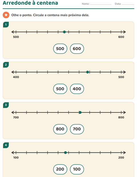 Pré-visualização da ficha de Reta numérica para 3º ano do ensino fundamental
