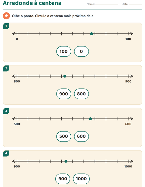 Pré-visualização da ficha de Reta numérica para 3º ano do ensino fundamental