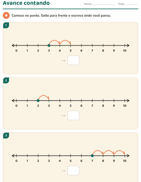 Pré-visualização da ficha de Reta numérica para 1º ano do ensino fundamental