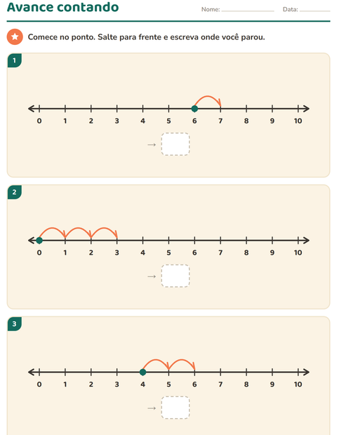 Pré-visualização da ficha de Reta numérica para 1º ano do ensino fundamental