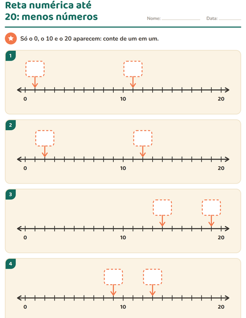 Pré-visualização da ficha de Reta numérica para 1º ano do ensino fundamental