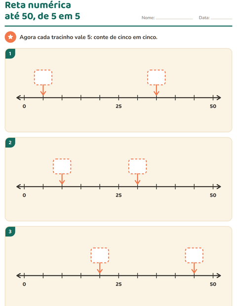 Pré-visualização da ficha de Reta numérica para 1º ano do ensino fundamental