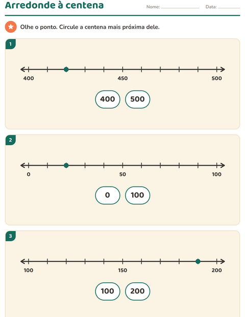 Pré-visualização da ficha de Reta numérica para 3º ano do ensino fundamental