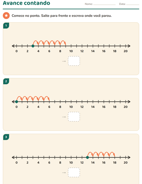 Pré-visualização da ficha de Reta numérica para 1º ano do ensino fundamental