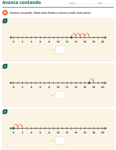 Pré-visualização da ficha de Reta numérica para 1º ano do ensino fundamental