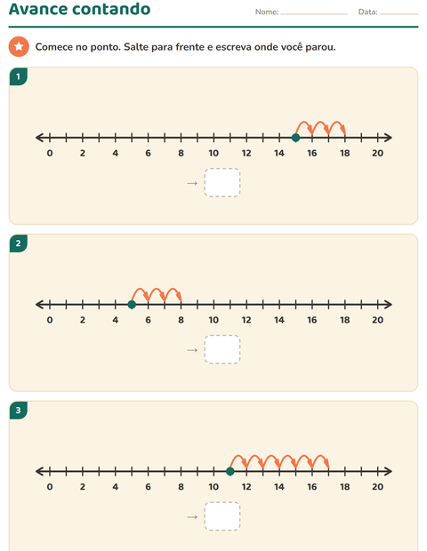Pré-visualização da ficha de Reta numérica para 1º ano do ensino fundamental