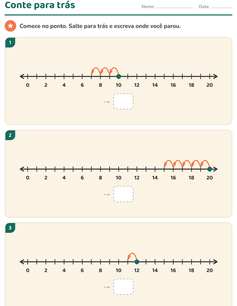 Pré-visualização da ficha de Reta numérica para 1º ano do ensino fundamental