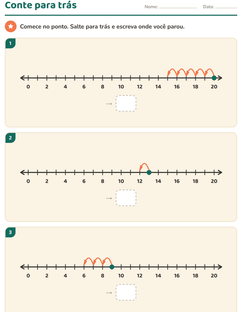 Pré-visualização da ficha de Reta numérica para 1º ano do ensino fundamental
