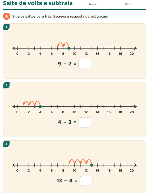 Pré-visualização da ficha de Reta numérica para 1º ano do ensino fundamental