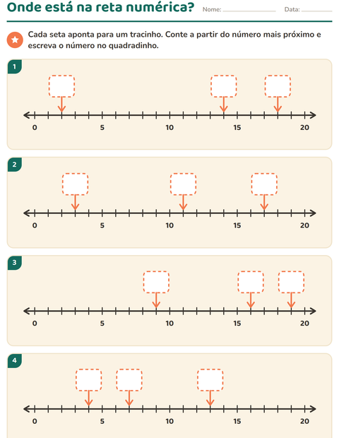 Pré-visualização da ficha de Reta numérica para 1º ano do ensino fundamental