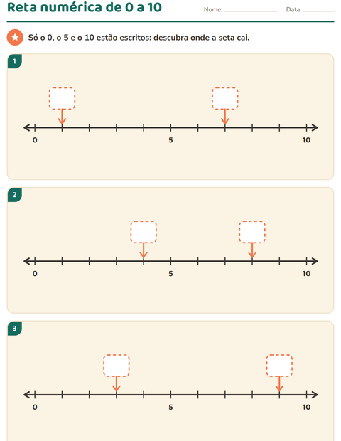 Pré-visualização da ficha de Reta numérica para 1º ano do ensino fundamental