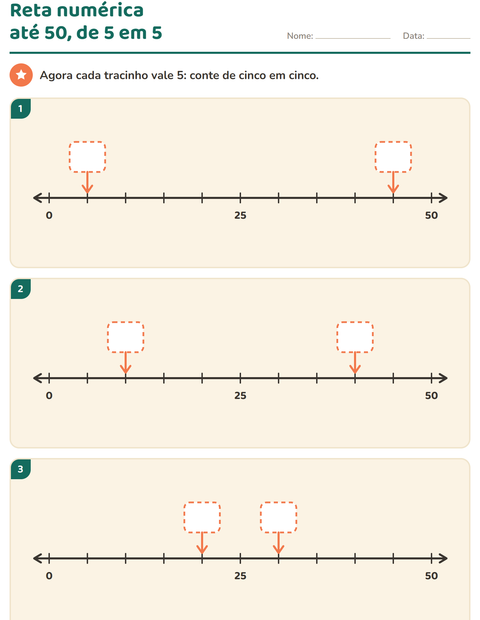 Pré-visualização da ficha de Reta numérica para 1º ano do ensino fundamental