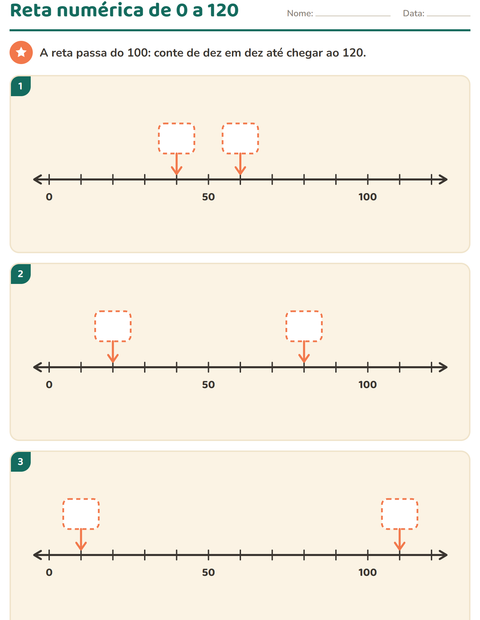 Pré-visualização da ficha de Reta numérica para 1º ano do ensino fundamental