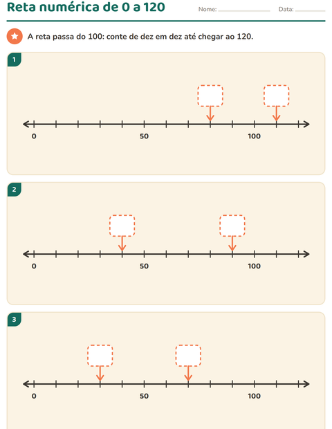 Pré-visualização da ficha de Reta numérica para 1º ano do ensino fundamental