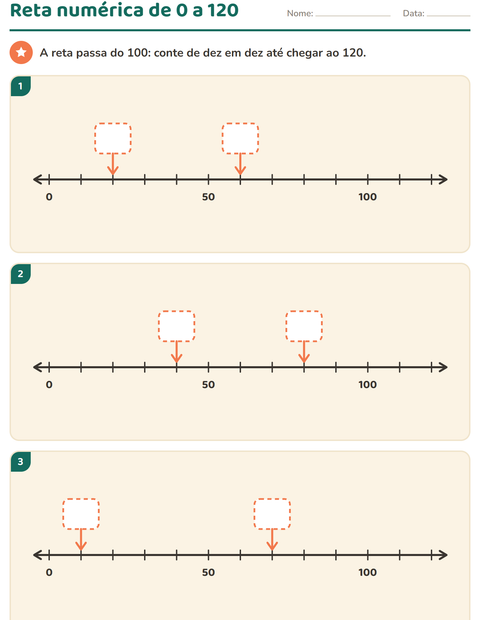 Pré-visualização da ficha de Reta numérica para 1º ano do ensino fundamental