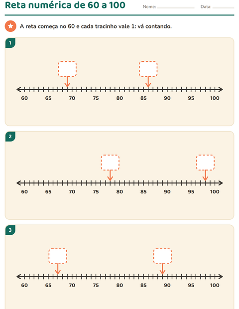 Pré-visualização da ficha de Reta numérica para 2º ano do ensino fundamental