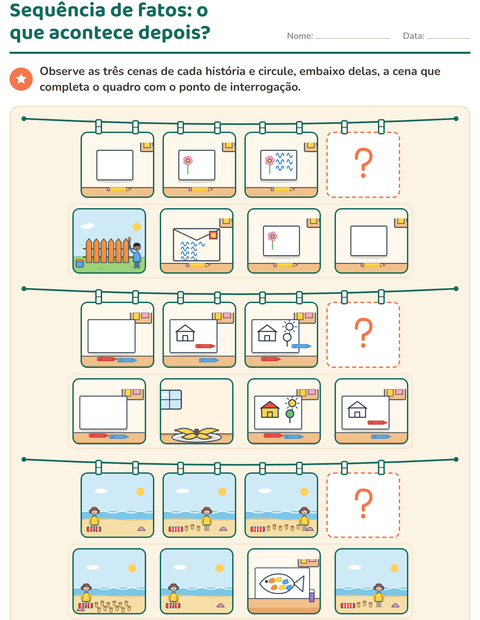 Pré-visualização da ficha de Sequência de fatos para 1º ano do ensino fundamental