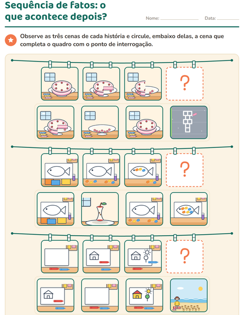 Pré-visualização da ficha de Sequência de fatos para 1º ano do ensino fundamental