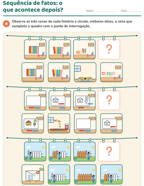 Pré-visualização da ficha de Sequência de fatos para 1º ano do ensino fundamental