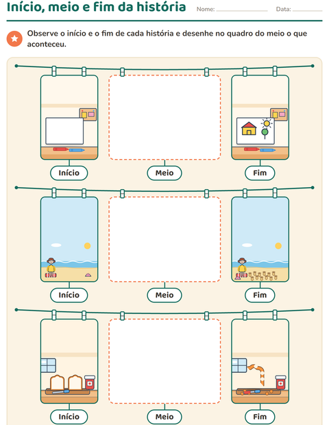 Pré-visualização da ficha de Sequência de fatos para 1º ano do ensino fundamental