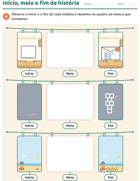 Pré-visualização da ficha de Sequência de fatos para 1º ano do ensino fundamental