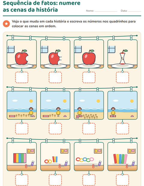 Pré-visualização da ficha de Sequência de fatos para Educação infantil (pré-escola, 5-7 anos)