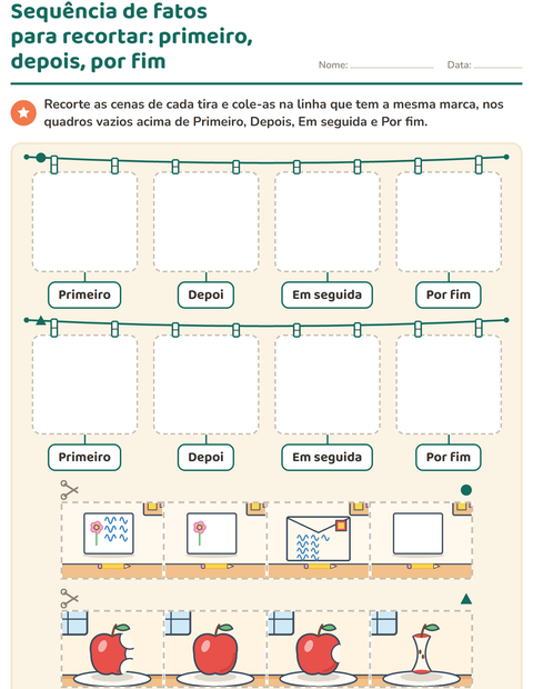 Pré-visualização da ficha de Sequência de fatos para Educação infantil (pré-escola, 5-7 anos)
