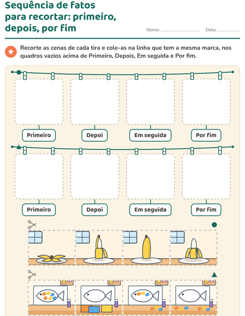 Pré-visualização da ficha de Sequência de fatos para Educação infantil (pré-escola, 5-7 anos)