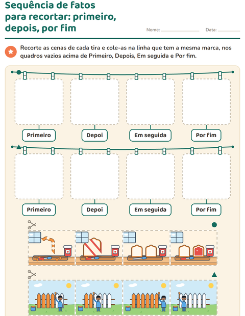 Pré-visualização da ficha de Sequência de fatos para Educação infantil (pré-escola, 5-7 anos)