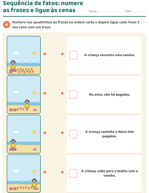 Pré-visualização da ficha de Sequência de fatos para 1º ano do ensino fundamental