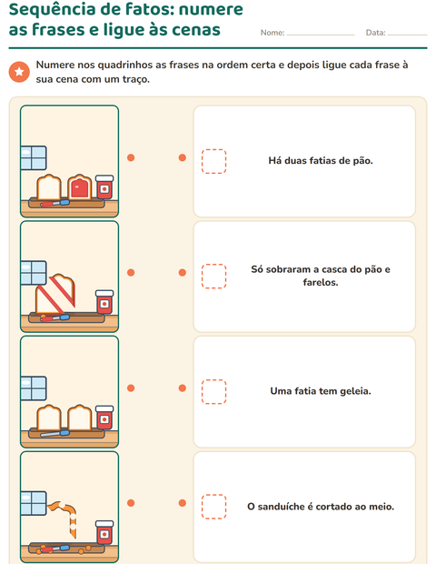 Pré-visualização da ficha de Sequência de fatos para 1º ano do ensino fundamental