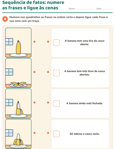 Pré-visualização da ficha de Sequência de fatos para 1º ano do ensino fundamental