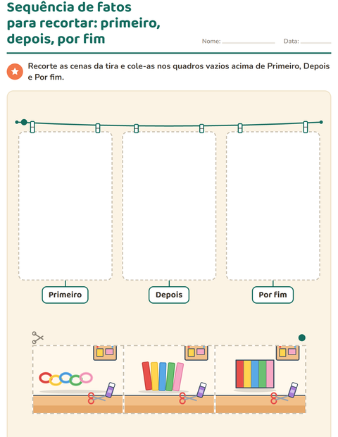 Pré-visualização da ficha de Sequência de fatos para Educação infantil (pré-escola, 5-7 anos)