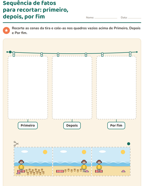 Pré-visualização da ficha de Sequência de fatos para Educação infantil (pré-escola, 5-7 anos)