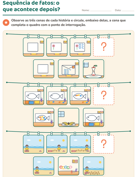 Pré-visualização da ficha de Sequência de fatos para 1º ano do ensino fundamental