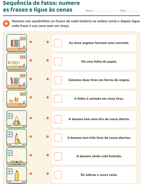 Pré-visualização da ficha de Sequência de fatos para 1º ano do ensino fundamental