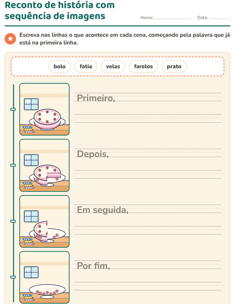 Pré-visualização da ficha de Sequência de fatos para 2º ano do ensino fundamental